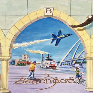 Bill Gustafson mural design concept downtown Bettendorf