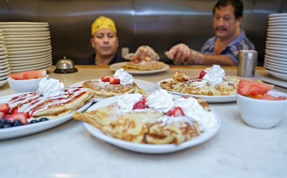 Breakfast is ready at Stacks Pancake House in Bettendorf, IA 