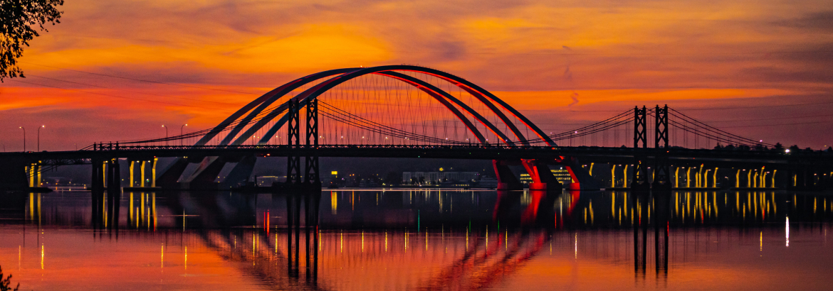 Panoramic View of Tall Building in a downtown area
