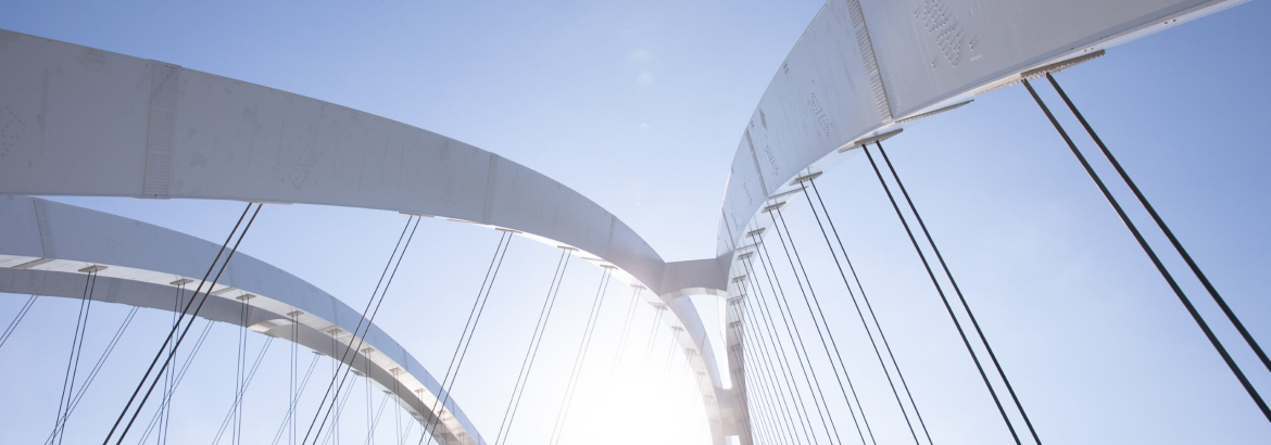 image of bridge looking up toward sky