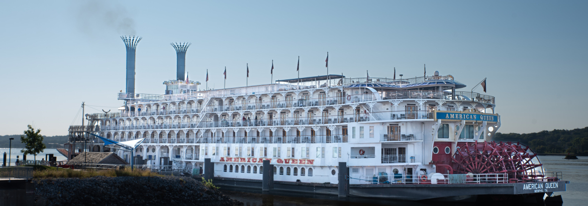Big White Steam Boat with clear blue sky