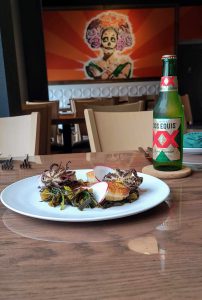 Image of octopus dish and beer from Verde